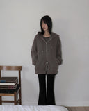 Burming Pigment Solid Pile Balloon Two-Way Hood Zip-Up