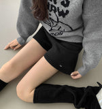 Banding Pendant Wool Blend Thick Knit Fall Shorts