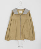 [BAONHAUS] Etones Shirring Zip-Up Jumper