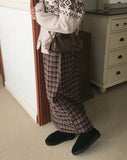 [Brushed] Carin vintage check maxi long skirt