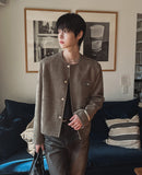 Ekkeullo Collar Less Tweed Blazer