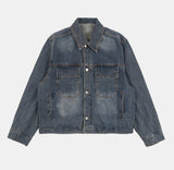 Crack washed over denim jacket