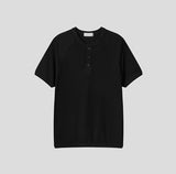 Logan Ribbed Muscle Fit Henley Neck Short Sleeve T-shirt