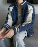 Color Matching Knit Varsity Zip-Up