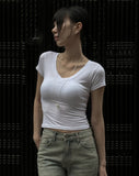 Cheese V-neck Slim Tee