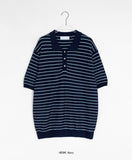 [unisex] Hyonka Summer Stripe Collar Over Knit