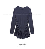 Lit Side Shirring Layered Long Sleeve