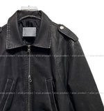 Kender washing two way crop leather jacket