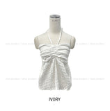 Soft shirring halter top blouse