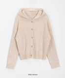 Lipan cable hood knit cardigan