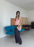 Mass Chiffon Frill Banding Ribbon Strap Sleeveless