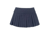 Chete Knot Check Pleats Mini Skirt