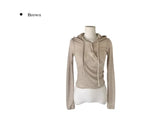 Handy Snap See-through Wrap Hood Knit