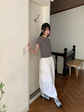 Picto Layered Shoulder Slit Short Sleeve T-Shirt