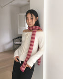 Riting Off Shoulder Ribbon String Angora Knit