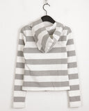 Harlin Stripe Two-Way Slim Hood Long-Sleeved Zip-Up