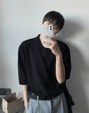 Summer Linen Ribbed Collar Knit