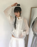 Onyu see-through frill dot windbreaker zip-up