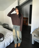 [MADE] Afong Balaclava Boucle V-neck Crop Knit Set