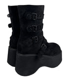 Buckle Platform Sole Suede Boots