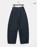 DB Studded Chin Pocket Balloon Fit Wide Denim Long Pants