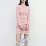 Morine Wave Cardigan + Skirt Set