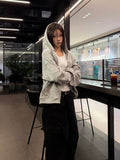 Basic Two-Way Waffle Hood Zip-Up