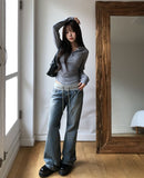 Ine Button Round Slim Hoodie