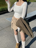 Autumn cargo mini skirt