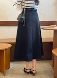 Tyne Cotton Two-Button Flare Long Skirt