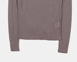 Onte see-through lettering boat neck off shoulder long-sleeve T-shirt