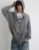 TWISTED KNIT HOOD ZIP-UP
