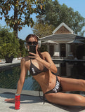 Love U printed halter bikini