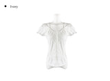 Ward Cotton Lace Puff Short Sleeve Blouse