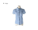 Chori Small Check Shirring Pintuck Puff Short Sleeve Shirt