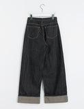 Yeku non-fade raw roll-up wide pants