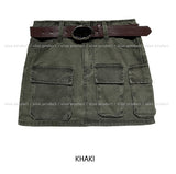 (belt set) Three-pocket vintage cargo mini skirt