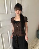Burun Strap Frill Short Sleeve Blouse