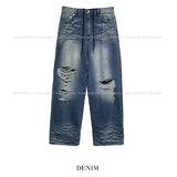 Depot damage embossed wide denim