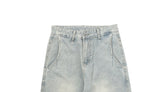 Moba Light Blue Rivet Pintuck Washing Wide Pants