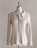 Roselle Collar Button Ribbed Knit Cardigan