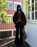 Shishu Pocket Buckle Leather Shoulder Crossbody Bag