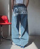 Cartel Back Painting Balloon Denim Pants
