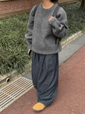 [BAONHAUS] Tontoni Banding Cut Denim Balloon Wide Pants