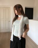 Lilin U-neck Basic Round Short Sleeve
