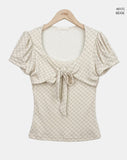 Cookin Check Ribbon Short Sleeve T-shirt