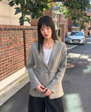 [Belt SET] Vichy Lapel Collar Overfit Blazer Jacket