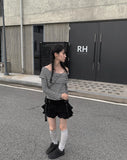Reno Tiered Pleated Punching Mini Skirt