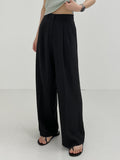 Cooling silhouette two-tuck wide slacks