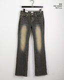 Noi Vintage Washing Low-Rise Long Bootcut Denim Pants